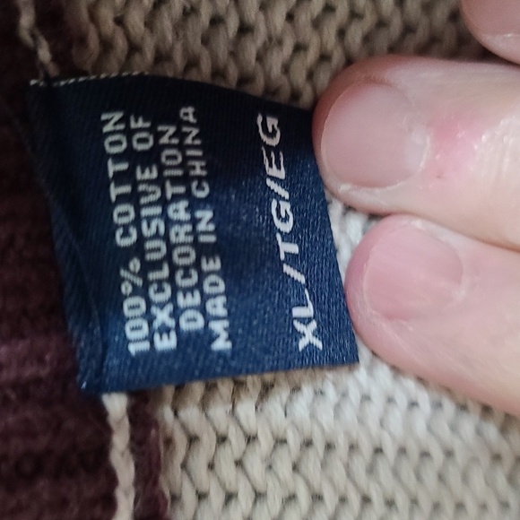 CHAPS Mens Sweater Mock Neck 1/4 Zip Chocolate Brown?/Oatmeal Sz XL EUC - Picture 5 of 9